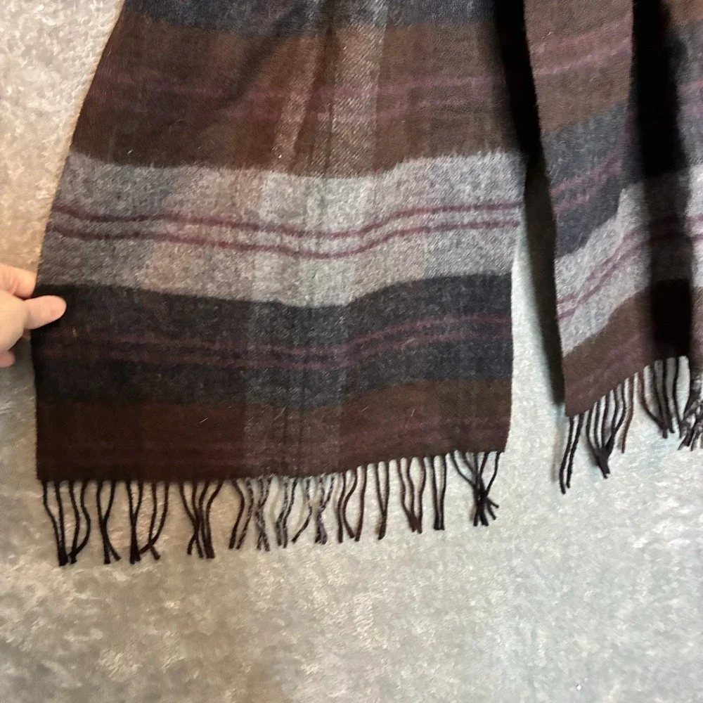 Aquascutum of London Mens Merino Wool Cashmere Scarf Plaid Old Money Luxury